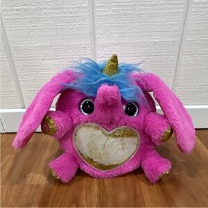 Pink Plush Unicorn with Blue Mane